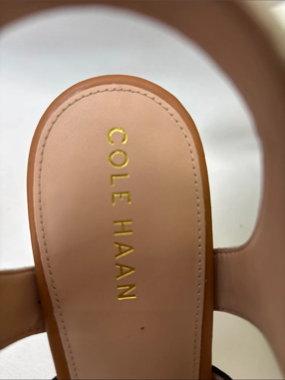 Cole Haan Women’s 9.5 Tri-Panel Leather Block Heel Sandals -Blk,Brn and Wht #462